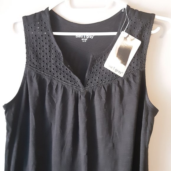 🌞 Bleu Gray New with Tags Cotton Modal Black Sleeveless Top Size Small - Picture 2 of 13